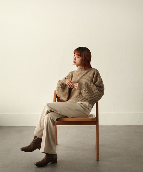 Chillfar（チルファー）の「ボトルネックジャガードニット（ニット/セーター・レディース・ブラック/ベージュ/ブルー/アイボリー・FREE）」の22枚目の写真