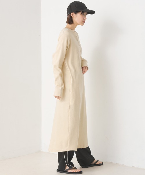 OMNES（オムネス）の「ハニカムストレッチワッフル切り替えヘンリーワンピース（ワンピース・レディース・ブルーグレー/ラベンダー/アイボリー/ブラック/ライトグレー・SMALL/MEDIUM）」の9枚目の写真