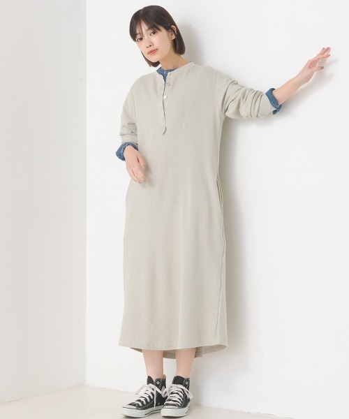 OMNES（オムネス）の「ハニカムストレッチワッフル切り替えヘンリーワンピース（ワンピース・レディース・ブルーグレー/ラベンダー/アイボリー/ブラック/ライトグレー・SMALL/MEDIUM）」の20枚目の写真