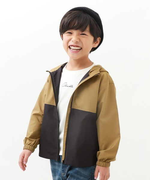devirock(デビロック)の「撥水 バイカラー ウインドブレーカー(ナイロンジャケット・キッズ・ブラック/ブルーグレー/ブラウン系その他/ダークベージュ・110cm/100cm/120cm/130cm/140cm/150cm/160cm)」の4枚目の写真