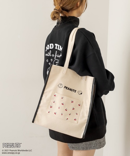 PEANUTS（ピーナッツ）の「PEANUTSトートBag（トートバッグ・レディース・アイボリー/ライトブラウン/ブラック・FREE）」の5枚目の写真