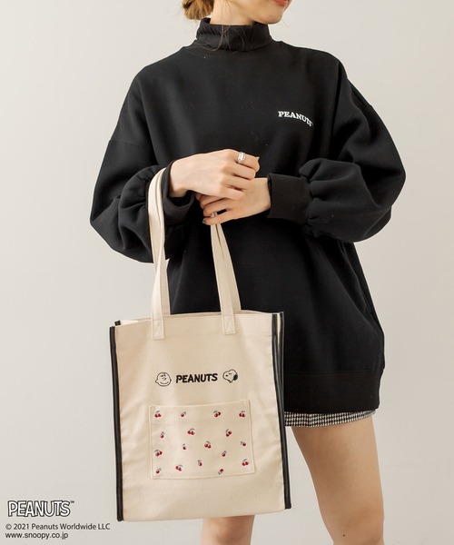 PEANUTS（ピーナッツ）の「PEANUTSトートBag（トートバッグ・レディース・アイボリー/ライトブラウン/ブラック・FREE）」の6枚目の写真