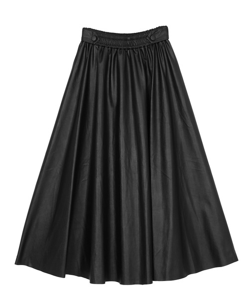 Figments(フィグメンツ)の「フェイクレザーロングスカート(スカート・レディース・ブラック・FREE)」の4枚目の写真