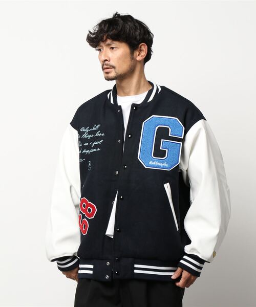 マークゴンザレス STADIUM JACKETスタジャン 紺×白L