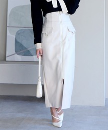 フロントZIPハイウエストタイトスカート