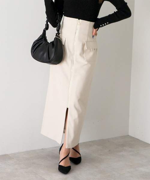 ROYAL PARTY(ロイヤルパーティー)の「フロントZIPハイウエストタイトスカート(スカート・レディース・イエロー/ブルー/オフホワイト・FREE)」の12枚目の写真