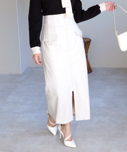 ROYAL PARTY(ロイヤルパーティー)の「フロントZIPハイウエストタイトスカート(スカート・レディース・イエロー/ブルー/オフホワイト・FREE)」の4枚目の写真