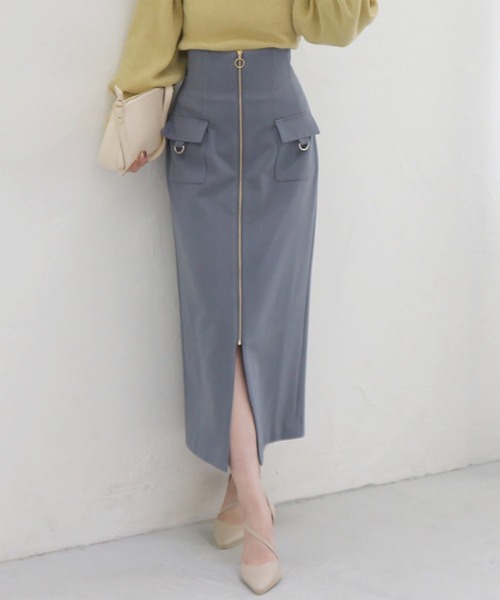 ROYAL PARTY(ロイヤルパーティー)の「フロントZIPハイウエストタイトスカート(スカート・レディース・イエロー/ブルー/オフホワイト・FREE)」の7枚目の写真