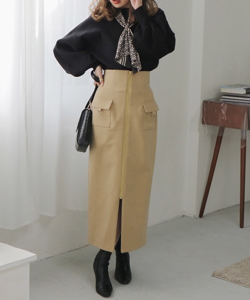 ROYAL PARTY(ロイヤルパーティー)の「フロントZIPハイウエストタイトスカート(スカート・レディース・イエロー/ブルー/オフホワイト・FREE)」の9枚目の写真