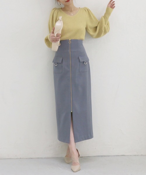 ROYAL PARTY(ロイヤルパーティー)の「フロントZIPハイウエストタイトスカート(スカート・レディース・イエロー/ブルー/オフホワイト・FREE)」の8枚目の写真