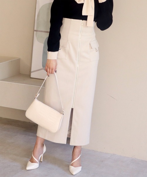 ROYAL PARTY(ロイヤルパーティー)の「フロントZIPハイウエストタイトスカート(スカート・レディース・イエロー/ブルー/オフホワイト・FREE)」の5枚目の写真