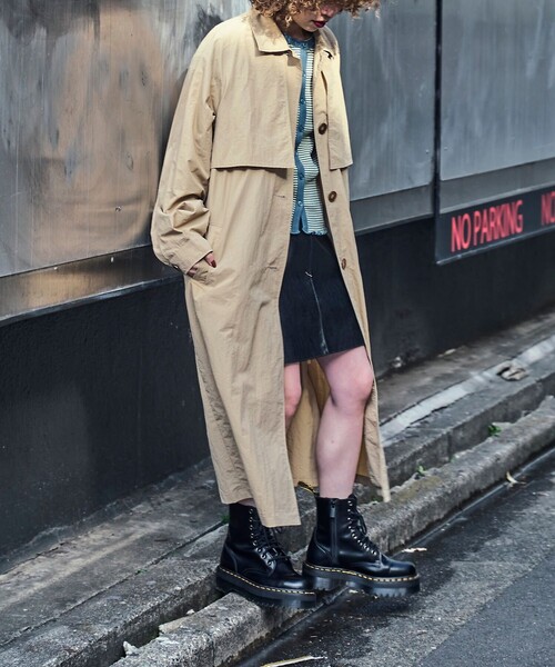 PUBLUX（パブリュクス）の「【PUBLUX/パブリュクス】 ヨーク付きステンカラーコート（トレンチコート・レディース・ベージュ/ブラック/カーキ・ﾌﾘ-）」の5枚目の写真