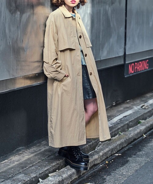PUBLUX（パブリュクス）の「【PUBLUX/パブリュクス】 ヨーク付きステンカラーコート（トレンチコート・レディース・ベージュ/ブラック/カーキ・ﾌﾘ-）」の6枚目の写真
