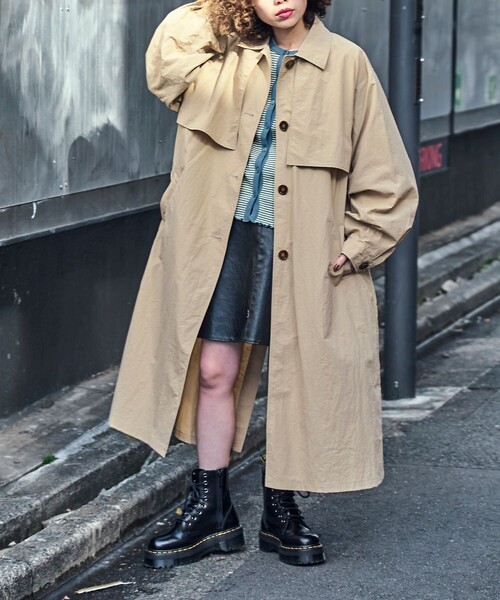 PUBLUX（パブリュクス）の「【PUBLUX/パブリュクス】 ヨーク付きステンカラーコート（トレンチコート・レディース・ベージュ/ブラック/カーキ・ﾌﾘ-）」の11枚目の写真