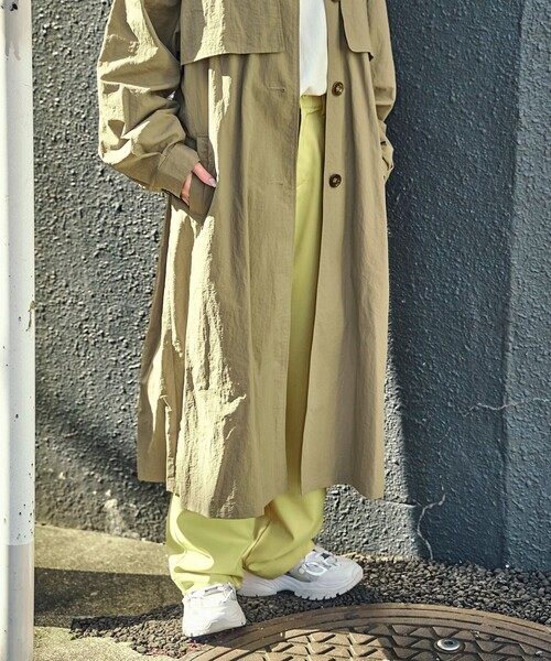 PUBLUX（パブリュクス）の「【PUBLUX/パブリュクス】 ヨーク付きステンカラーコート（トレンチコート・レディース・ベージュ/ブラック/カーキ・ﾌﾘ-）」の15枚目の写真