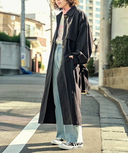 PUBLUX（パブリュクス）の「【PUBLUX/パブリュクス】 ヨーク付きステンカラーコート（トレンチコート・レディース・ベージュ/ブラック/カーキ・ﾌﾘ-）」の19枚目の写真