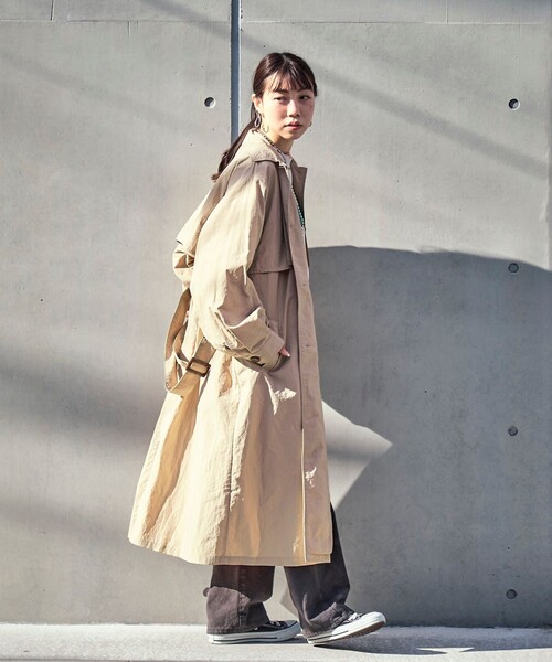 PUBLUX（パブリュクス）の「【PUBLUX/パブリュクス】 ヨーク付きステンカラーコート（トレンチコート・レディース・ベージュ/ブラック/カーキ・ﾌﾘ-）」の21枚目の写真