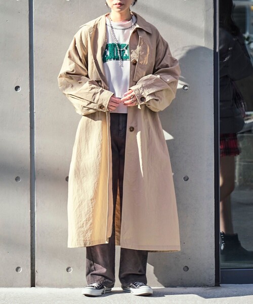 PUBLUX（パブリュクス）の「【PUBLUX/パブリュクス】 ヨーク付きステンカラーコート（トレンチコート・レディース・ベージュ/ブラック/カーキ・ﾌﾘ-）」の22枚目の写真