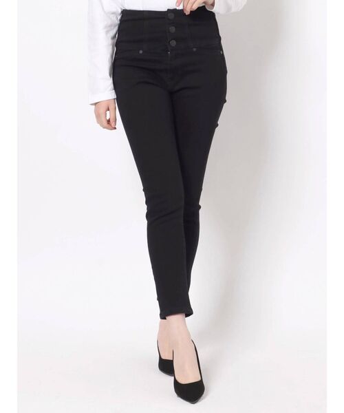 MURUA（ムルーア）の「ハイウエストZIPブラックスキニーパンツ（デニムパンツ・レディース・ブラック・0/2/1）」の4枚目の写真