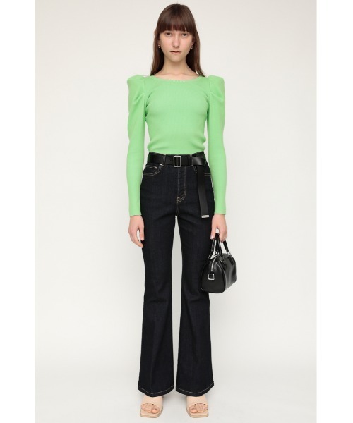 SLY（スライ）の「HW FLARE PT-A WITH ROICA（R）EF ハイウエスト フレア デニム パンツ（デニムパンツ・レディース・ブルー・24inch/25inch/26inch/23inch/22inch）」の8枚目の写真