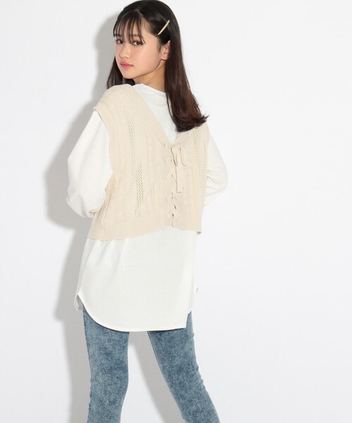 セール 洗える ニコラ掲載商品 ニットベスト ワンピースセット ワンピース Pink Latte ピンクラテ のファッション通販 Zozotown