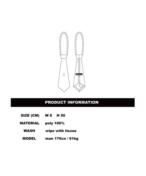 BASIC COTTON（ベーシックコットン）の「【BASIC COTTON/ベーシックコットン】METAL NECK TIE /ネクタイ ロゴネクタイ（ネクタイ・メンズ・ブラック・ONE SIZE）」の7枚目の写真