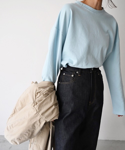 CANAL JEAN（キャナルジーン）の「El mar　カラーミニ裏毛ロングTシャツ（Tシャツ/カットソー・レディース・サックスブルー/ピンク/イエロー/オレンジ/アイボリー・ONE SIZE）」の2枚目の写真