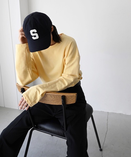 CANAL JEAN（キャナルジーン）の「El mar　カラーミニ裏毛ロングTシャツ（Tシャツ/カットソー・レディース・サックスブルー/ピンク/イエロー/オレンジ/アイボリー・ONE SIZE）」の3枚目の写真