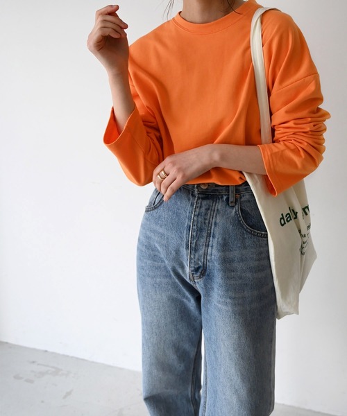 CANAL JEAN（キャナルジーン）の「El mar　カラーミニ裏毛ロングTシャツ（Tシャツ/カットソー・レディース・サックスブルー/ピンク/イエロー/オレンジ/アイボリー・ONE SIZE）」の5枚目の写真