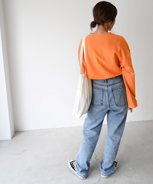 CANAL JEAN（キャナルジーン）の「El mar　カラーミニ裏毛ロングTシャツ（Tシャツ/カットソー・レディース・サックスブルー/ピンク/イエロー/オレンジ/アイボリー・ONE SIZE）」の18枚目の写真