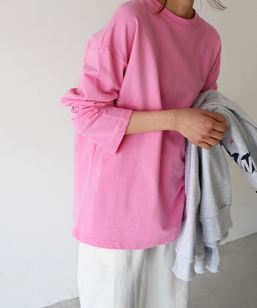 CANAL JEAN（キャナルジーン）の「El mar　カラーミニ裏毛ロングTシャツ（Tシャツ/カットソー・レディース・サックスブルー/ピンク/イエロー/オレンジ/アイボリー・ONE SIZE）」の14枚目の写真