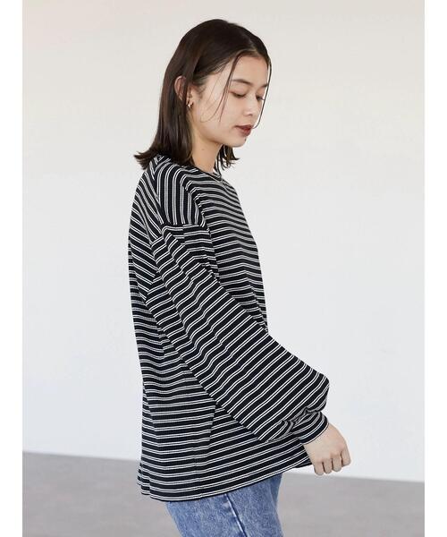 RAY CASSIN FAVORI（レイカズンフェバリ）の「・RAY CASSIN マルチボーダータックロンT（Tシャツ/カットソー・レディース・イエロー/ピンク/ネイビー/ブラック・FREE）」の8枚目の写真