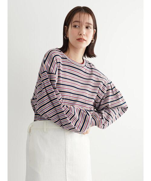 RAY CASSIN FAVORI（レイカズンフェバリ）の「・RAY CASSIN マルチボーダータックロンT（Tシャツ/カットソー・レディース・イエロー/ピンク/ネイビー/ブラック・FREE）」の15枚目の写真