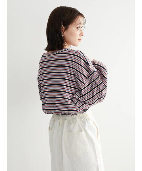 RAY CASSIN FAVORI（レイカズンフェバリ）の「・RAY CASSIN マルチボーダータックロンT（Tシャツ/カットソー・レディース・イエロー/ピンク/ネイビー/ブラック・FREE）」の16枚目の写真