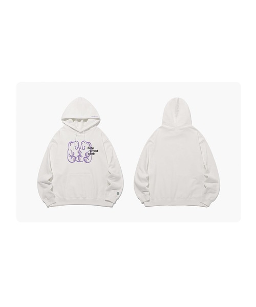 NICE GHOST CLUB(ナイスゴーストクラブ)の「A'GEM/9 × .kom『NICE GHOST CLUB/ナイスゴーストクラブ』GUMMY BEAR&LOGO HOODIE/グミベアデザイン プルオーバーパーカー(パーカー・レディース・ホワイト/ブラック/ライトグレー/グリーン・M/L)」の21枚目の写真