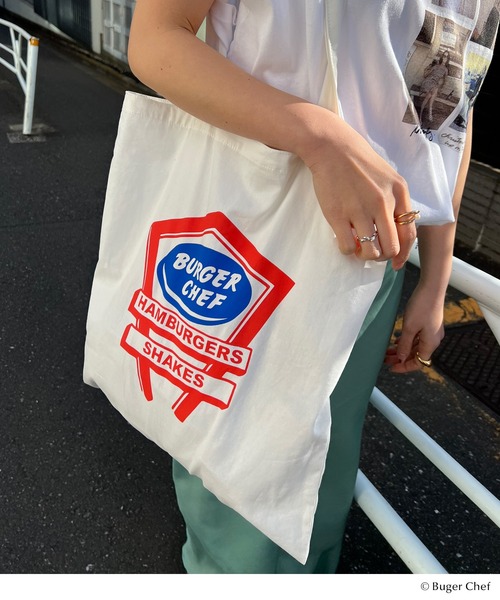 GOOD ROCK SPEED（グッドロックスピード）の「Burger Chef BAG（トートバッグ・レディース・ホワイト/レッド・FREE）」の6枚目の写真