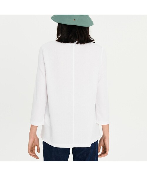 AIGLE（エーグル）の「吸水速乾 リラックスフィット ワッフル 八分袖Tシャツ（Tシャツ/カットソー・レディース・ホワイト/ライトブルー/モスグリーン・S/M/L）」の7枚目の写真