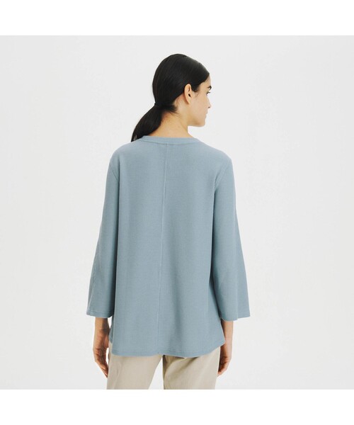 AIGLE（エーグル）の「吸水速乾 リラックスフィット ワッフル 八分袖Tシャツ（Tシャツ/カットソー・レディース・ホワイト/ライトブルー/モスグリーン・S/M/L）」の5枚目の写真