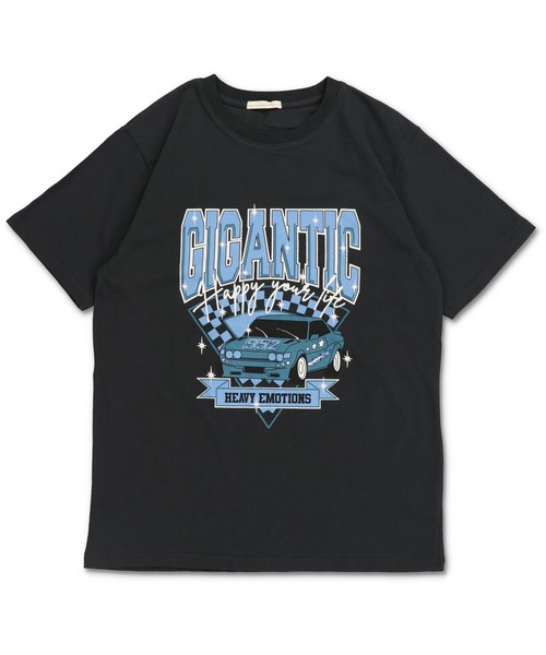 SPINNS(スピンズ)の「【ゆったりシルエット】CARプリントデザイン ビッグシルエットTシャツ(Tシャツ/カットソー・レディース・スミクロ/ブラック×パープル/オートミール/ホワイト×グリーン・ONESIZE)」の4枚目の写真