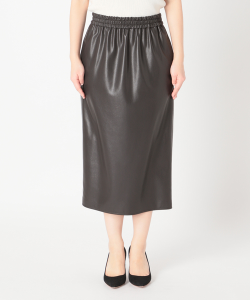 Deuxieme Classe PAN レザースカート 牛革 36 定価107800円 ペイント加工 スカート ブラック レディース ドゥーズィエムクラス【中古】4-1009T♪ セール】Faux Leather Skirt（スカート）｜Deuxieme Classe