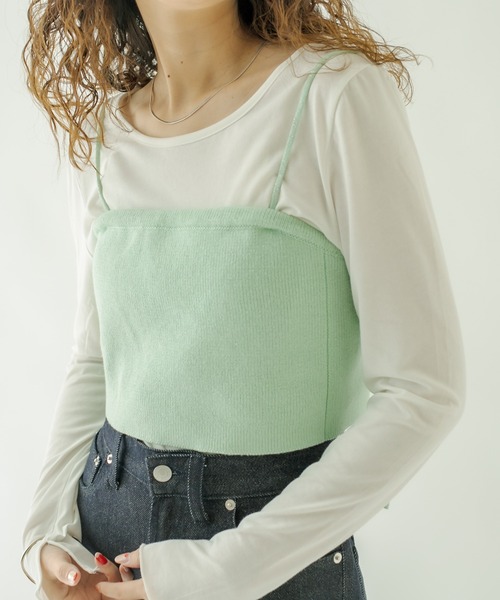 mystic（ミスティック）の「ラメニットビスチェ（その他トップス・レディース・ピンク/ベージュ/グレー/グリーン・FREE）」の3枚目の写真