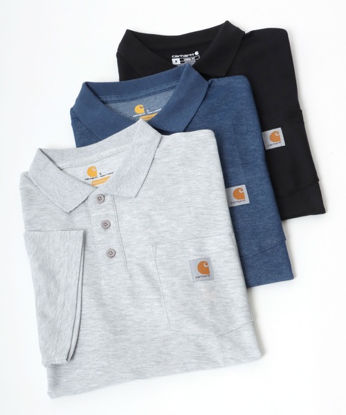Carhartt（カーハート）の「carhartt（カーハート）ワンポイントロゴ半袖ポロシャツ（ポロシャツ・メンズ・ブラック/ネイビー/グレー/モスグリーン/ブルー系その他・S/M/XL/L）」の3枚目の写真