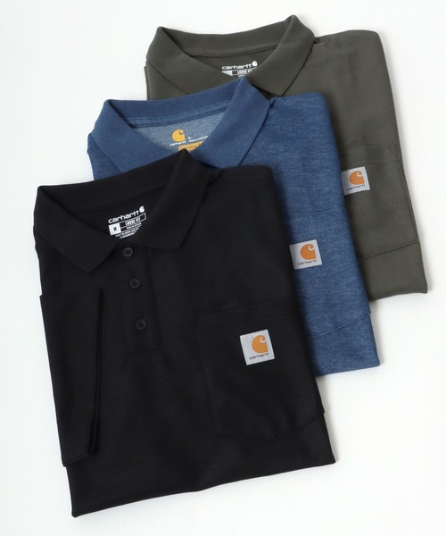 Carhartt（カーハート）の「carhartt（カーハート）ワンポイントロゴ半袖ポロシャツ（ポロシャツ・メンズ・ブラック/ネイビー/グレー/モスグリーン/ブルー系その他・S/M/XL/L）」の2枚目の写真