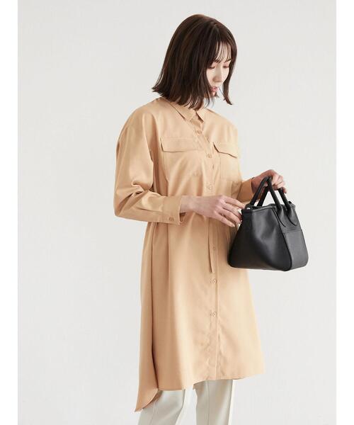 Green Parks(グリーンパークス)の「ポケット付きシャツワンピース(ワンピース・レディース・オフホワイト/ミント/キャメル・FREE)」の18枚目の写真