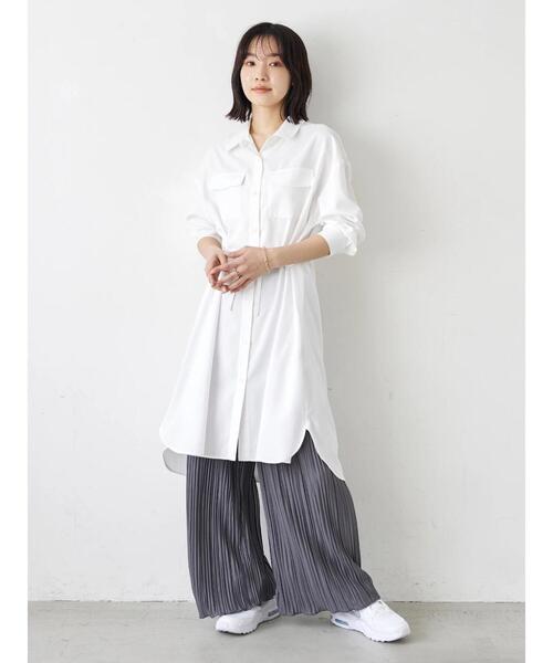 Green Parks(グリーンパークス)の「ポケット付きシャツワンピース(ワンピース・レディース・オフホワイト/ミント/キャメル・FREE)」の21枚目の写真