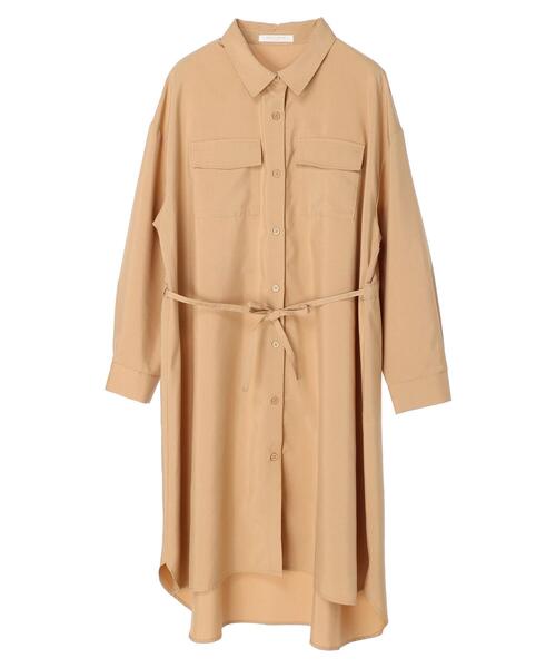 Green Parks(グリーンパークス)の「ポケット付きシャツワンピース(ワンピース・レディース・オフホワイト/ミント/キャメル・FREE)」の5枚目の写真