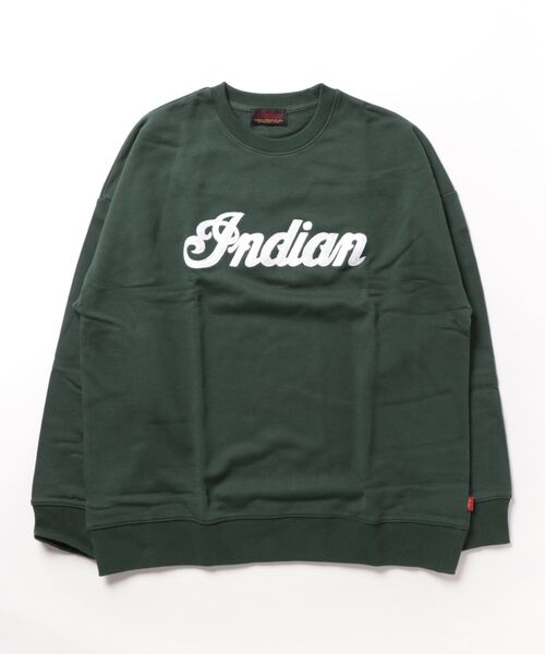 INDIAN(インディアン)の「/INDIAN/刺繍+発砲プリント オーバーサイズトレーナー(スウェット・メンズ・ブラック/オフホワイト/グレイッシュベージュ/グリーン・MEDIUM/LARGE/X-LARGE)」の4枚目の写真