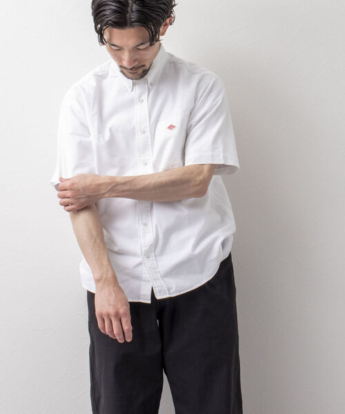 美品✨DANTON 半袖 BDシャツ ストライプ スナップボタン ロゴワッペン ◇[DT-C0197TCB]DANTON(ダントン) SHORT SLEEVE POCKET T-SHIRT