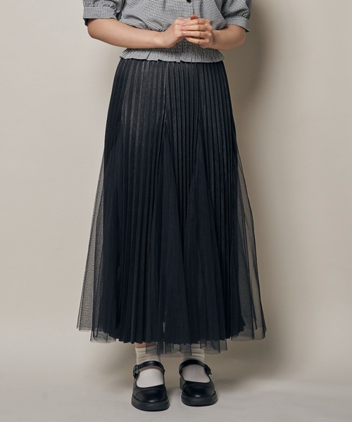 Clice de Paris（クリシェドゥパリス）の「K/プリーツチュールSK（スカート・レディース・ブラック/アイボリー/グレー・ONESIZE）」の2枚目の写真