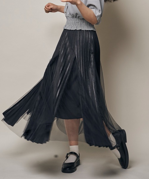 Clice de Paris（クリシェドゥパリス）の「K/プリーツチュールSK（スカート・レディース・ブラック/アイボリー/グレー・ONESIZE）」の6枚目の写真